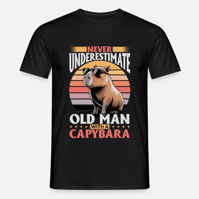 Funny Capybara - Männer T-Shirt - Schwarz