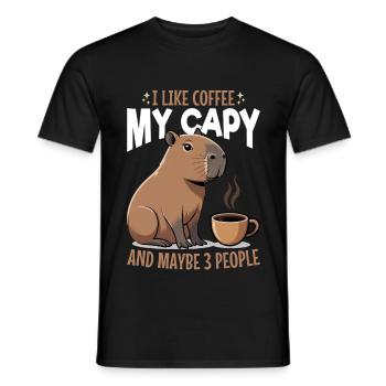 Capybara Coffee - Männer T-Shirt - Schwarz - Vorne - AI Model Male 178 light (178cm)