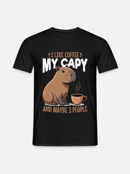 Capybara Coffee - Männer T-Shirt - Schwarz