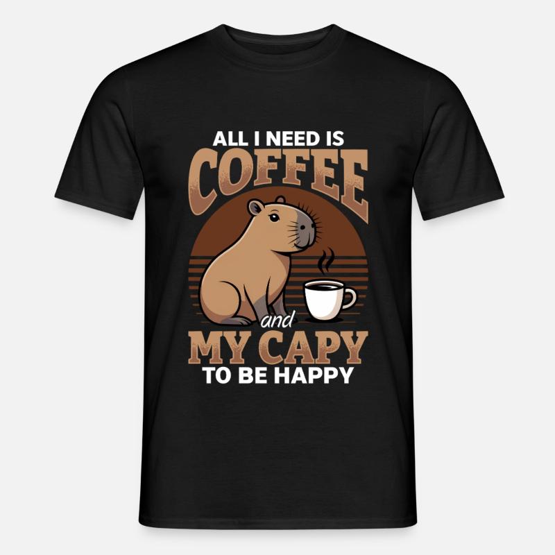 Capybara Coffee - Männer T-Shirt - Schwarz