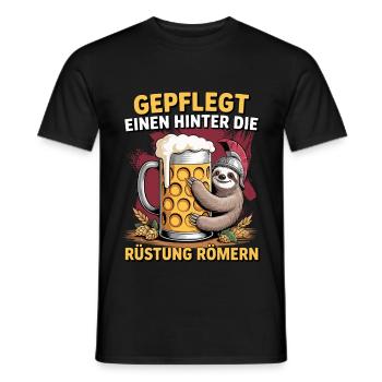 Gepflegt einen hinter die Rüstung römern Faultier - Männer T-Shirt - Schwarz - Vorne - AI Model Male 178 light (178cm)