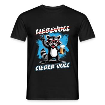 Bier | Liebevoll lieber voll | Waschbär - Männer T-Shirt - Schwarz - Vorne - AI Model Male 178 light (178cm)