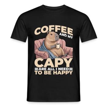 Capybara Coffee - Männer T-Shirt - Schwarz - Vorne - AI Model Male 178 light (178cm)