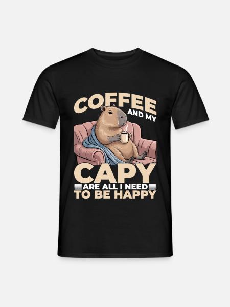 Capybara Coffee - Männer T-Shirt - Schwarz