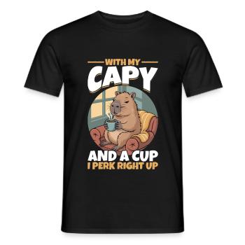 Capybara Coffee - Männer T-Shirt - Schwarz - Vorne - AI Model Male 178 light (178cm)