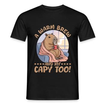 Capybara Coffee - Männer T-Shirt - Schwarz - Vorne - AI Model Male 178 light (178cm)