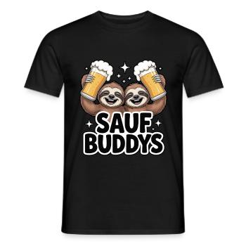 Sauf Buddys Sloth Faultier | Bier - Männer T-Shirt - Schwarz - Vorne - AI Model Male 178 light (178cm)