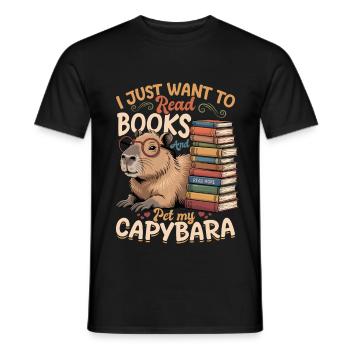 Livres de lecture Capybara - T-shirt homme - noir - Devant - AI Model Male 178 light (178cm)