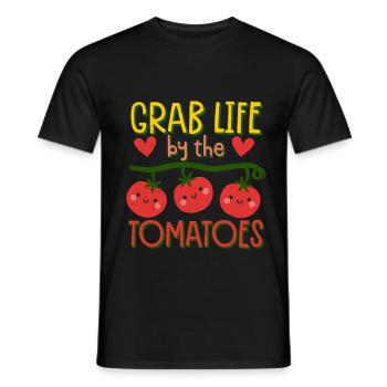 Marinara Grab Life By The Tomatoes - Men's T-Shirt - black - Front - AI Model Male 178 light (178cm)