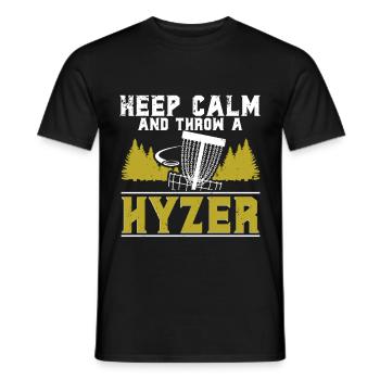 Disc Golf Discgolf Keep Calm And Throw A Hyzer - Men's T-Shirt - black - Front - AI Model Male 178 light (178cm)
