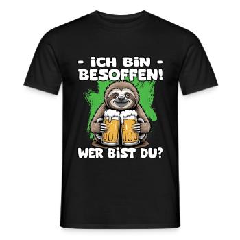 Ich bin besoffen wer bist du Faultier | Bier Sloth - Männer T-Shirt - Schwarz - Vorne - AI Model Male 178 light (178cm)