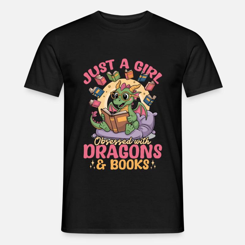 Fantasy Book reading Mythical Creatures - Männer T-Shirt - Schwarz