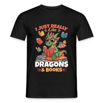 Fantasy Book reading Mythical Creatures - Männer T-Shirt - Schwarz - Vorne - AI Model Male 178 light (178cm)