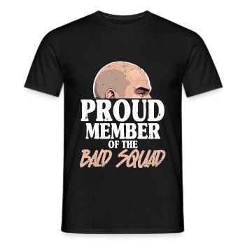 Glatze Glatzkopf est fier d’être membre de l’escouade chauve - T-shirt homme - noir - Devant - AI Model Male 178 light (178cm)