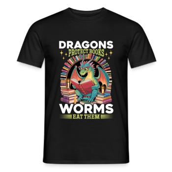 Fantasy Book reading Mythical Creatures - Männer T-Shirt - Schwarz - Vorne - AI Model Male 178 light (178cm)
