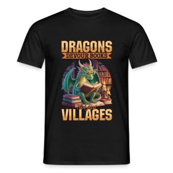 Fantasy Book reading Mythical Creatures - Männer T-Shirt - Schwarz - Vorne - AI Model Male 178 light (178cm)