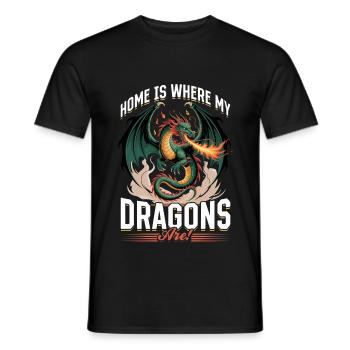 Fantasy Dragon Mythical Creatures - Men's T-Shirt - black - Front - AI Model Male 178 light (178cm)
