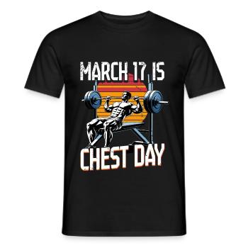 Chest Training Bodybuilders 17 March - Men's T-Shirt - black - Front - AI Model Male 178 light (178cm)