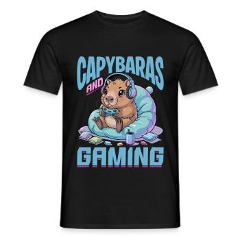 Gamer Gaming Capybara Video Game - Männer T-Shirt - Schwarz - Vorne - AI Model Male 178 light (178cm)