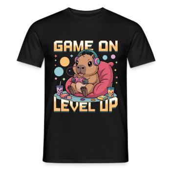 Gamer Gaming Capybara Video Game - Männer T-Shirt - Schwarz - Vorne - AI Model Male 178 light (178cm)