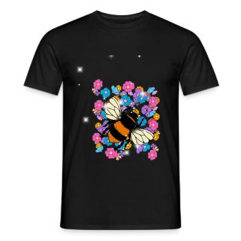 Retro Bee Bees Bumblebee Flower Kids - Men's T-Shirt - black - Front - AI Model Male 178 light (178cm)