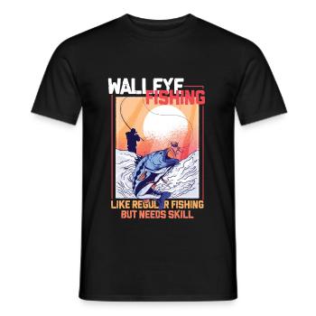 Pêche au sandre à perche glasseye - T-shirt homme - noir - Devant - AI Model Male 178 light (178cm)