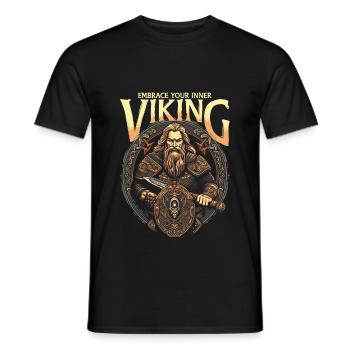 Wikinger Embrace Your Inner Viking - Men's T-Shirt - black - Front - AI Model Male 178 light (178cm)