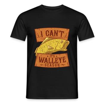 Le sandre à œil de verre est la saison du doré jaune - T-shirt homme - noir - Devant - AI Model Male 178 light (178cm)