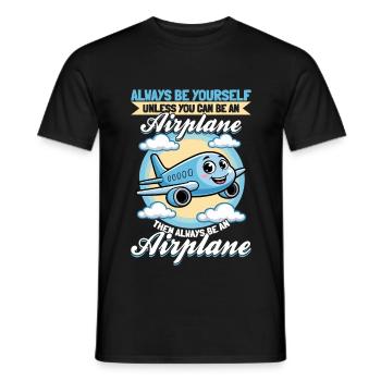 Airplane Kids Travel Pilot Toddler - Men's T-Shirt - black - Front - AI Model Male 178 light (178cm)