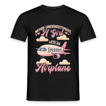 Airplane Kids Travel Pilot Toddler - Men's T-Shirt - black - Front - AI Model Male 178 light (178cm)