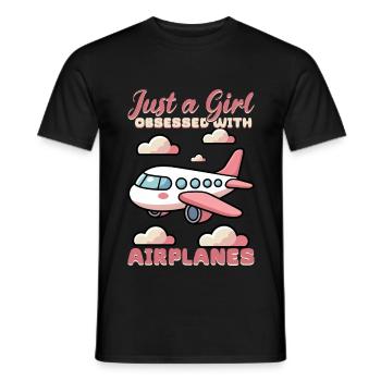 Airplane Kids Travel Pilot Toddler - Men's T-Shirt - black - Front - AI Model Male 178 light (178cm)