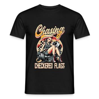 Petrolhead Auto Tuning Chasing Checkered Flags - Men's T-Shirt - black - Front - AI Model Male 178 light (178cm)