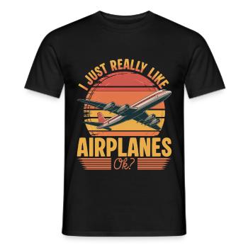 Airplane Kids Travel Pilot Toddler - Men's T-Shirt - black - Front - AI Model Male 178 light (178cm)