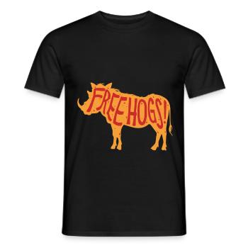 Wild Boar Hunting Wild Boar Hunting Free Hogs! - Men's T-Shirt - black - Front - AI Model Male 178 light (178cm)