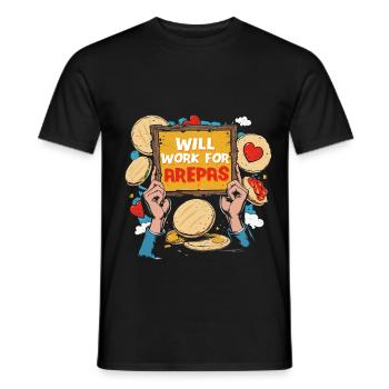 Arepa Will Work For Arepas - Männer T-Shirt - Schwarz - Vorne - AI Model Male 178 light (178cm)