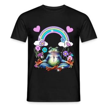 yoga frog retro yogi - Men's T-Shirt - black - Front - AI Model Male 178 light (178cm)