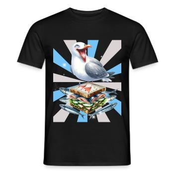 Reto Möwe Möwen Sandwidsch Hering - Männer T-Shirt - Schwarz - Vorne - AI Model Male 178 light (178cm)