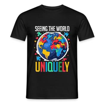 Autisme : voir le monde de manière unique - T-shirt homme - noir - Devant - AI Model Male 178 light (178cm)