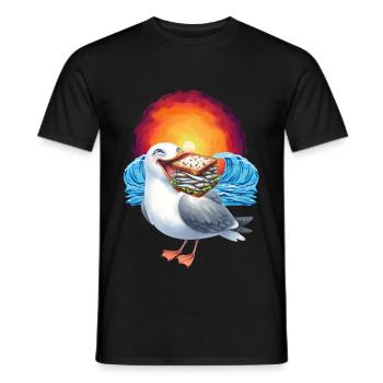 Sandwidsch Hering Fisch Möwe maritim - Männer T-Shirt - Schwarz - Vorne - AI Model Male 178 light (178cm)