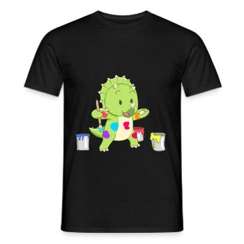 Dino petit artiste - T-shirt homme - noir - Devant - AI Model Male 178 light (178cm)