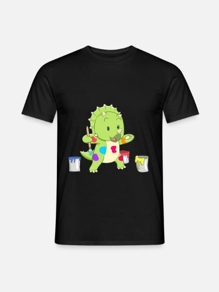 Dino kleiner Künstler - Männer T-Shirt - Schwarz