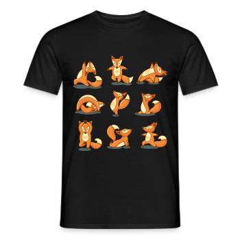 foxes yoga - T-shirt homme - noir - Devant - AI Model Male 178 light (178cm)