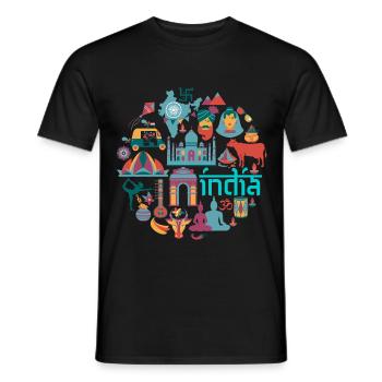 Indien - Männer T-Shirt - Schwarz - Vorne - AI Model Male 178 light (178cm)