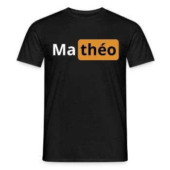 Cadeau beauf prénom | Mathéo | logo porno | humour - T-shirt homme - noir - Devant - AI Model Male 178 light (178cm)
