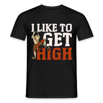 I want to go high Climber Boulderer Boulderer - Men's T-Shirt - black - Front - AI Model Male 178 light (178cm)