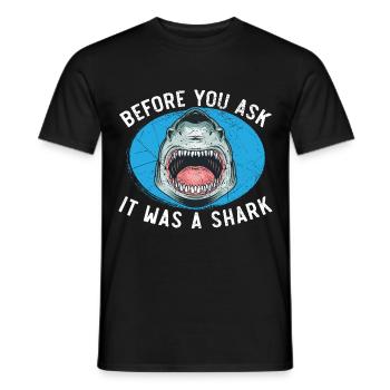 Before You Ask It Was a Shark Funny Amputation - Men's T-Shirt - black - Front - AI Model Male 178 light (178cm)