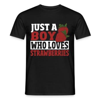 Juste un garçon qui aime les fraises - T-shirt homme - noir - Devant - AI Model Male 178 light (178cm)