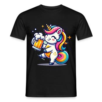 Cute Unicorn Drinking Beer - Männer T-Shirt - Schwarz - Vorne - AI Model Male 178 light (178cm)