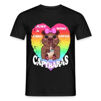 Capybara Bubble tea - Men's T-Shirt - black - Front - AI Model Male 178 light (178cm)
