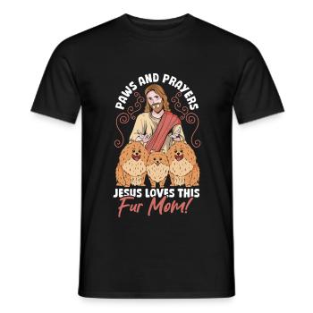 Hund Mama Pfoten Und Gebete: Jesus Hunde Mutter - Männer T-Shirt - Schwarz - Vorne - AI Model Male 178 light (178cm)